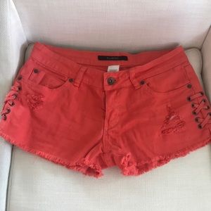 Fringe and mock tie side shorts